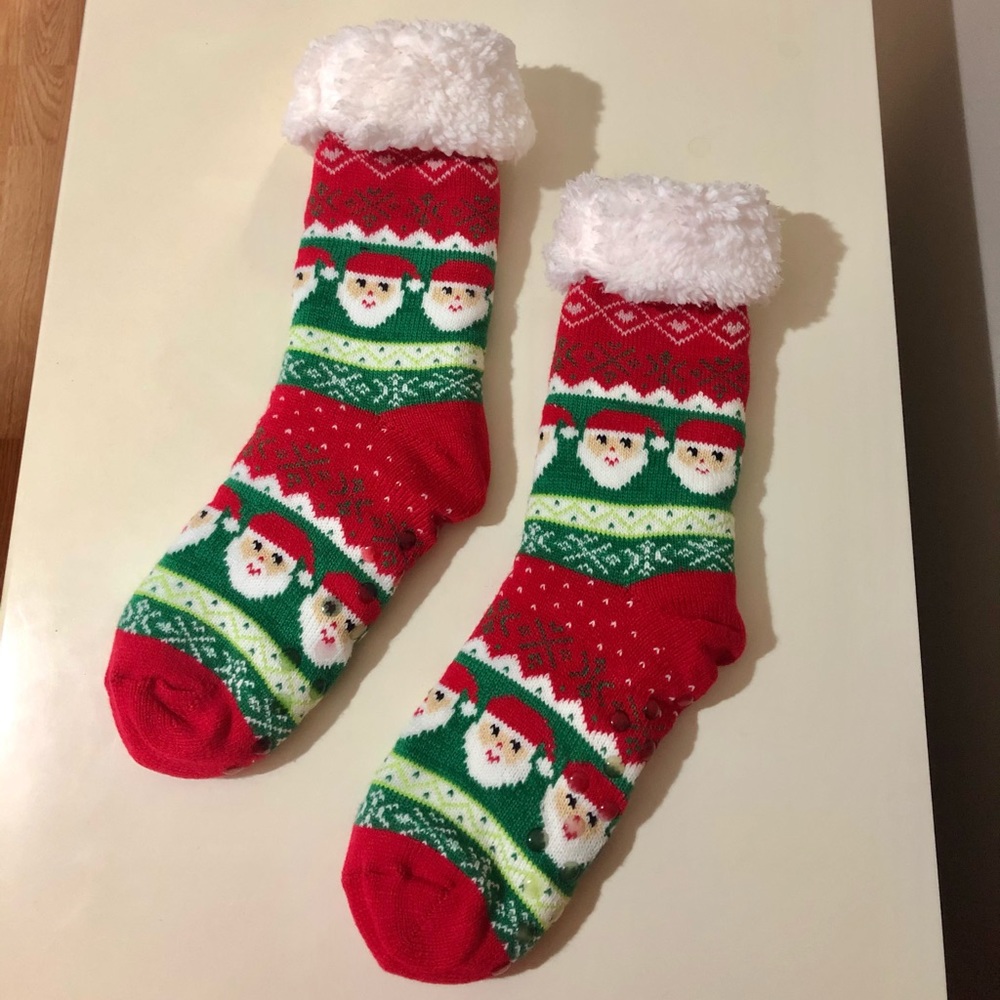 Fairisle Santa Claus Sherpa Crew Socks